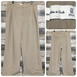 Abercrombie Fitch Wide Leg Pants Women’s 33/16L (Inseam 31) Beige Pleated